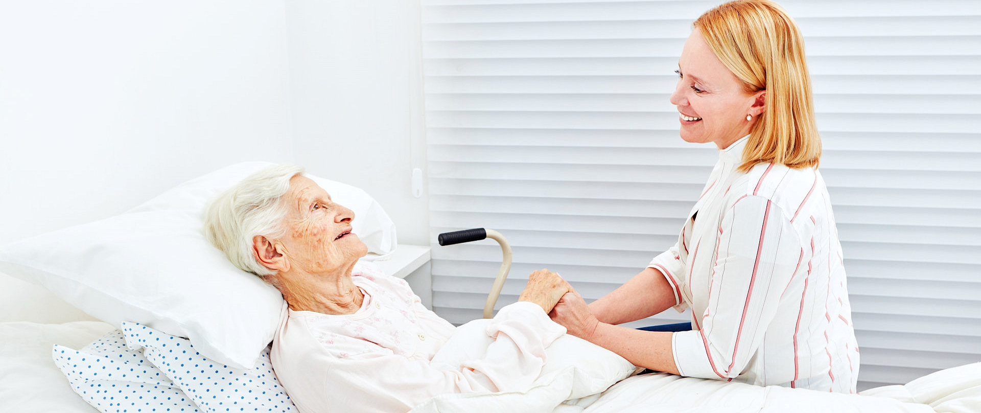 senior woman talking with her daughter